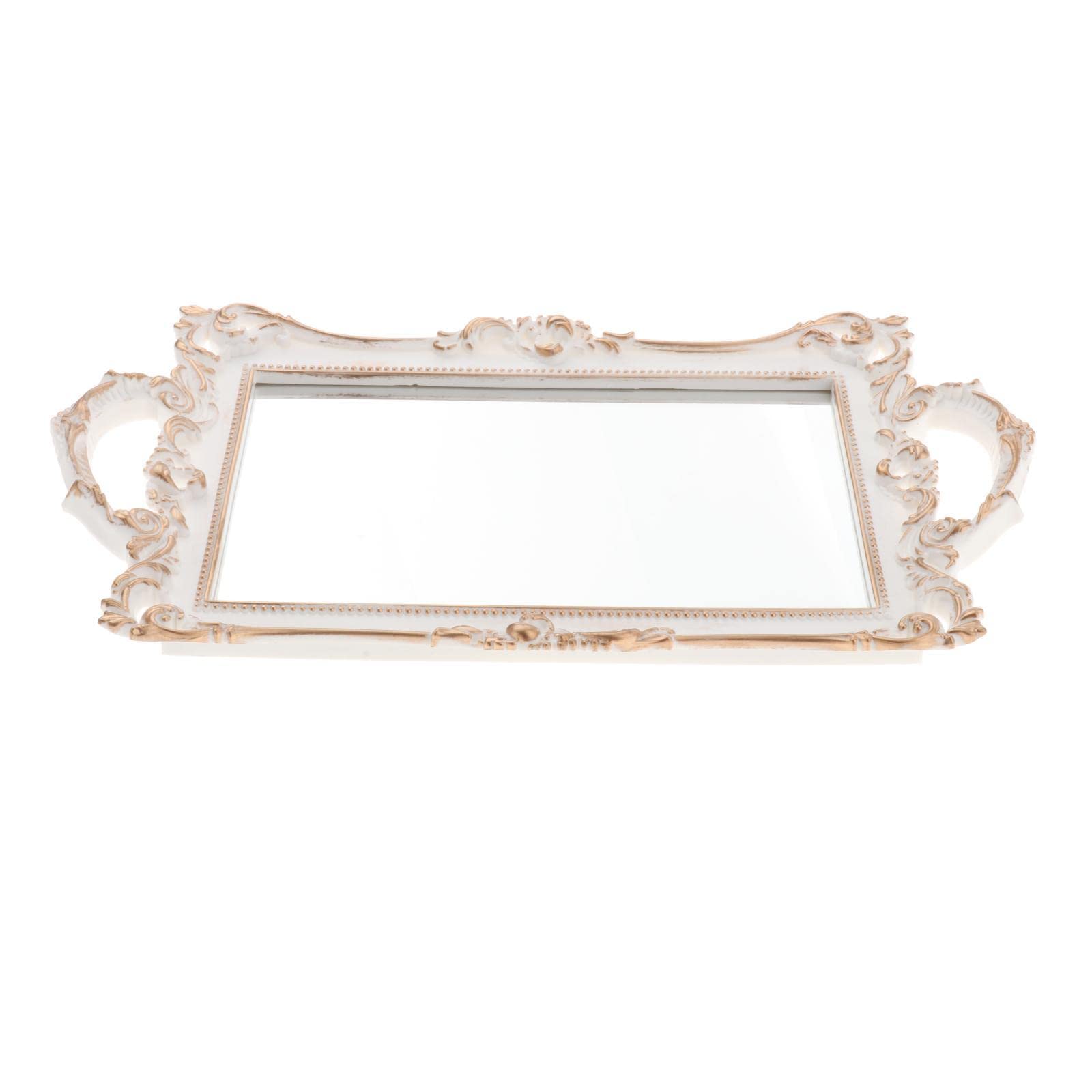 Vintage Mirrored Vanity Tray Jewelry Tray Perfume Decorative Tray White