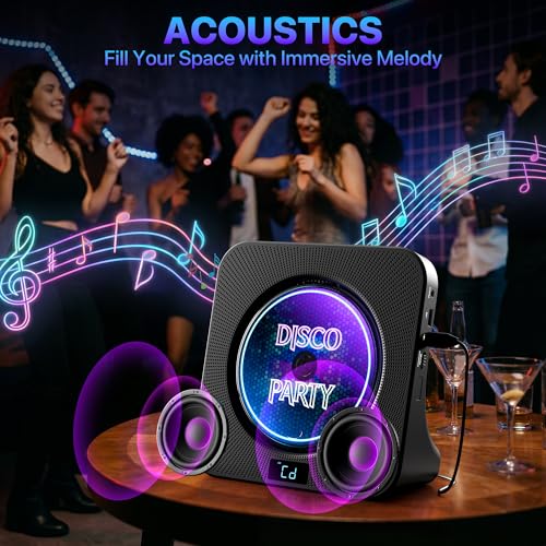 Image of ROADOM Bluetooth 5.1 CD Player for Home with Speakers, Remote Control, FM Radio, USB, AUX, Sleep Timer & Dust Cover, Desktop CD Player for Bedroom