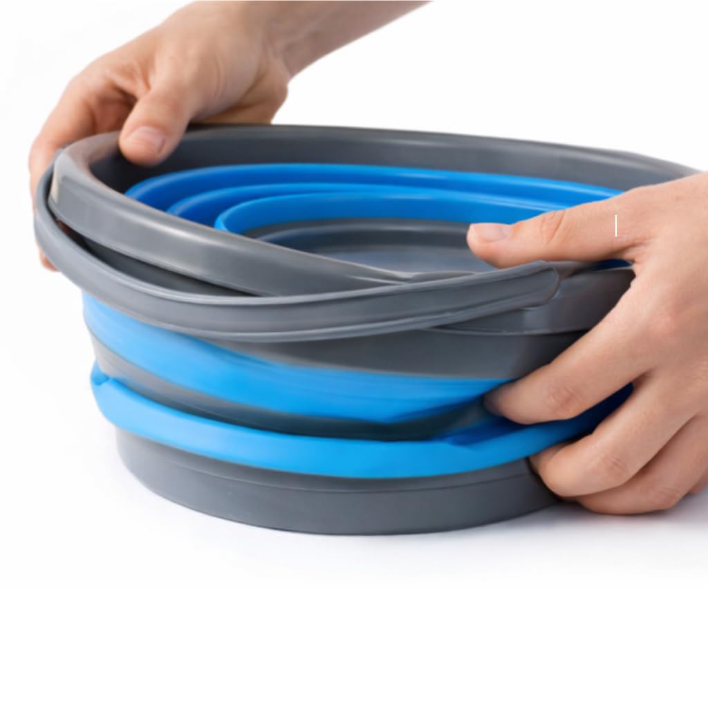 GRÜNTEK Składane wiadro o pojemności 10 l, zajmuje mało miejsca, składane wiadro do czyszczenia 32 cm, składane wiadro do mycia domu, na kemping, do ogrodu, do mycia samochodu, składane wiadro do