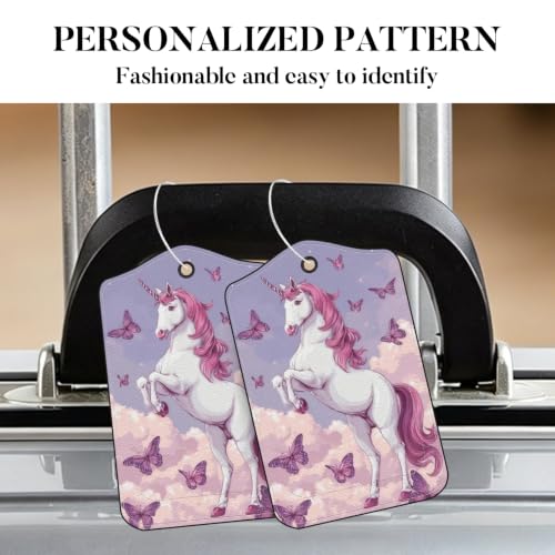 Image of Unicorn Luggage Tags 2 Pack, PU Leather Privacy Flap