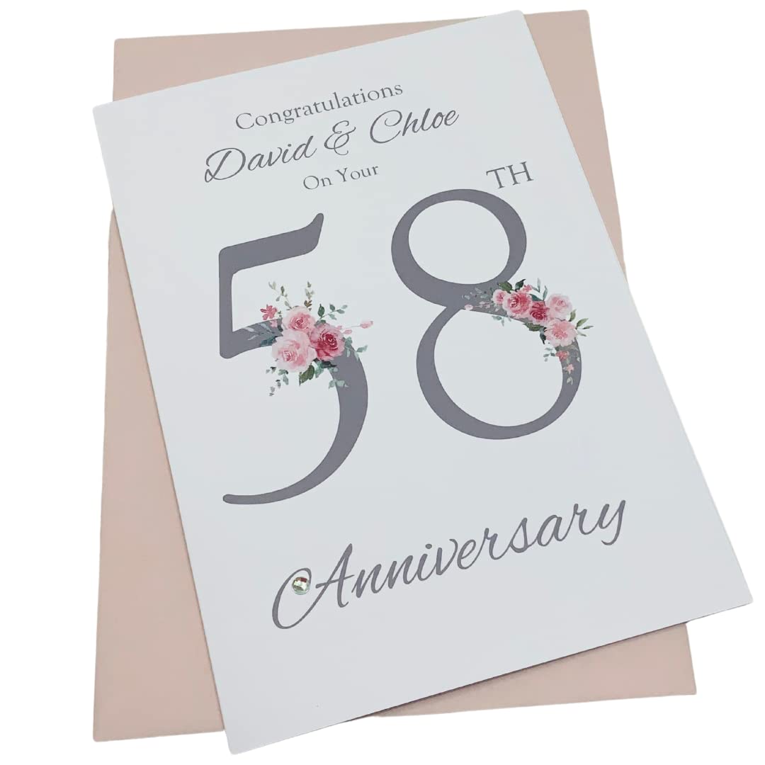 58th Wedding Anniversary Card Personalised 58 Years - FN 58
