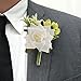Boutonniere Brooch Flower Bridegroom Groom Men's Boutineer with Pin for Wedding, Prom, Homecoming