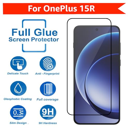 Image of POPIO Military-Grade Gorilla Tempered Glass For OnePlus 15R | 9H Hardness, Edge-to-Edge, Bubble-Free