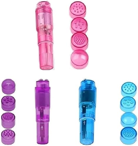Finever Pequeño mini masajeador vibratorio de mano para mujeres con bolígrafo de bolsillo de 4 cabezas para cara, cuello, cabeza, espalda y hombro,