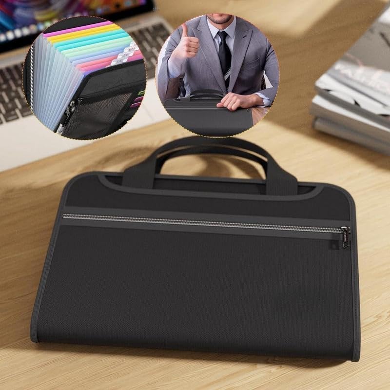 Sakerplus Large Capacity A4 Fireproof File Folder with Handle,Expanding File Folder with Tabs, Waterproof Accordion Document Organizer with Multiple Pockets for Home, Office & Travel