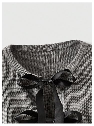 Verdusa Women's Bow Tie Cropped Cardigan Knot Long Sleeve Knit Cute Cream Cardigan Sweaters Trendy3