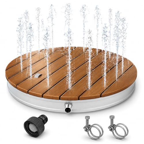 poolomio Bodendusche Outdoor Ø 74 cm | Premium Gartendusche aus WPC mit 18 Wasserfontänen & bis 4 m Fontänenhöhe | Außendusche für Garten Pool & Terrasse | Outdoor Dusche Anschluss an Gartenschlauch