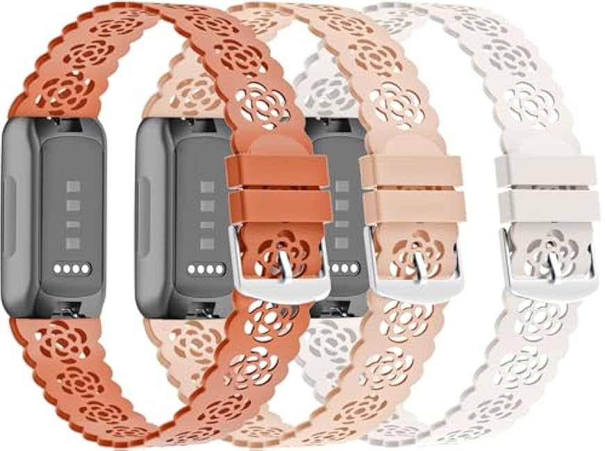 Nigaee 3 Pack Lace Silicone Bands Compatible with Fitbit Inspire 3/Inspire 2/Inspire HR/Inspire,Adjustable Breathable Replacement Straps Soft Slim Silicone Wristbands for Women Men