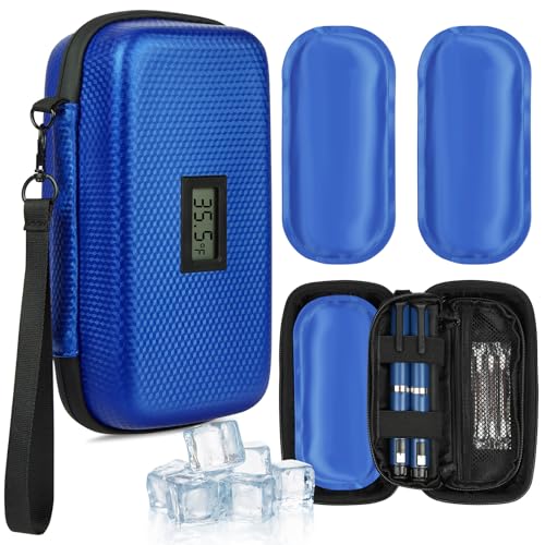 Fefod Borsa Termica da Viaggio Per Insulina, Borsa Frigo per Insulina, Porta Insulina Termico da Viaggio con Display Fahrenheit, Organizer per Farmaci Refrigerati con 2 Impacchi di Ghiaccio, TSA