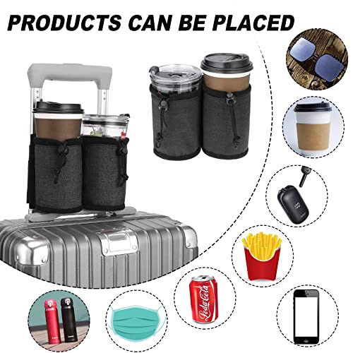 Image of Luggage Cup Holder for Suitcases,Travel Must Haves,Free Hand Drinks Carrier Coffee Mugs Holder,Universal Luggage Accessories for Flight Attendants,Business Travelers Travel Essential - Black