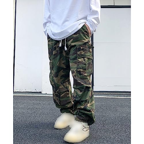 Men's Vintage Camo Cargo Pants Multi Pockets Street Straight Leg Trousers Relaxed Fit Lounge Camouflage Pants4