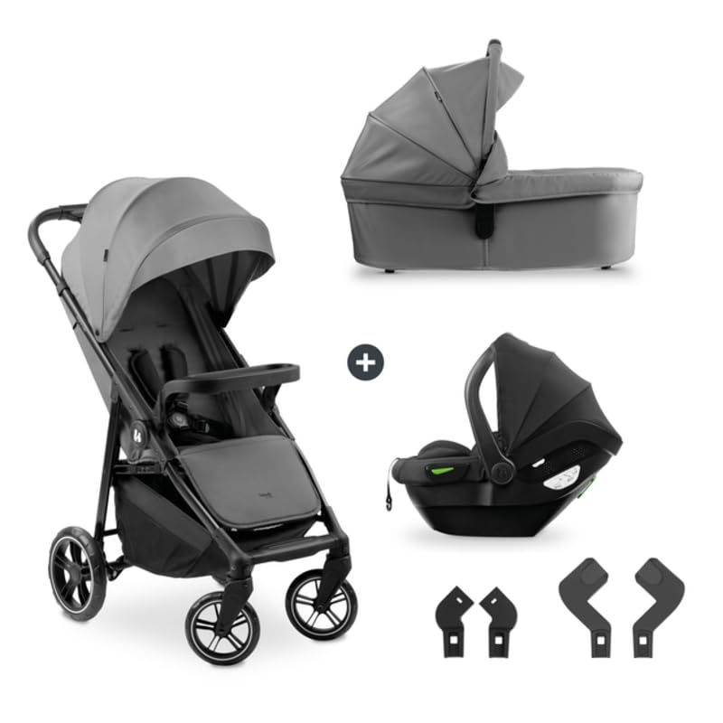 hauck Wózek dziecięcy 3-częściowy Shop N Care Trio Set - Zestaw wózka 3 w 1 z wózkiem, fotelikiem samochodowym i wózkiem spacerowym od urodzenia do 22 kg, kompaktowy, rozkładany, ochrona UV 50+ -