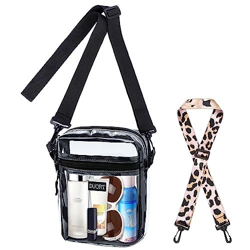 DUORT Clear Bag Stadium Approved, TPU Clear Purses Inside Pocket,Crossbody Bag Adjustable Strap for Concert,Sporting Events