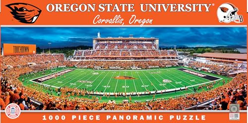 Image of MasterPieces - 1000 Piece Jigsaw Puzzle, NCAA Oregon State Beavers, Panoramic Football Stadium View, Fun for Adults and Family, 13 inchx39 inch