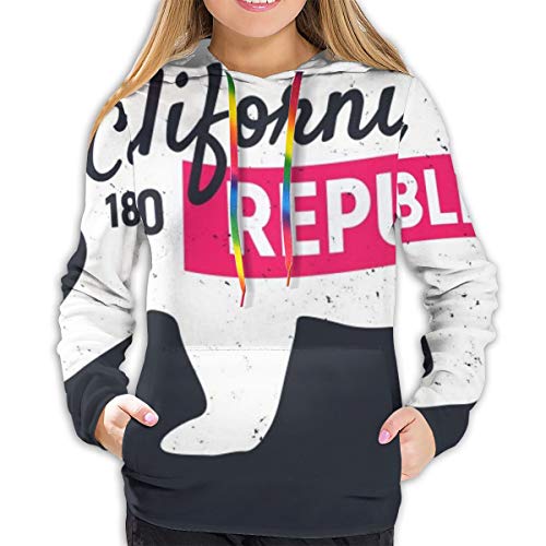 Sudadera con Capucha para Mujer California Republic Bear. Cartel Vintage, Sudadera XL