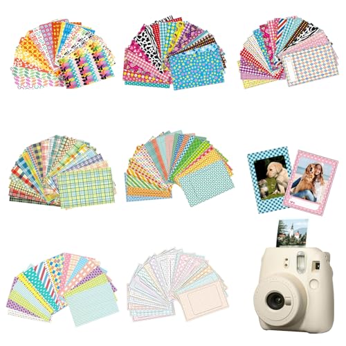 KLINNA 140 pegatinas para marcos de fotos, coloridas pegatinas decorativas como mini marcos de fotos de papel para Fujifilm Instax Mini 9/8/7S/70/26/50S/90 y foto de cámara instantánea Polaroid