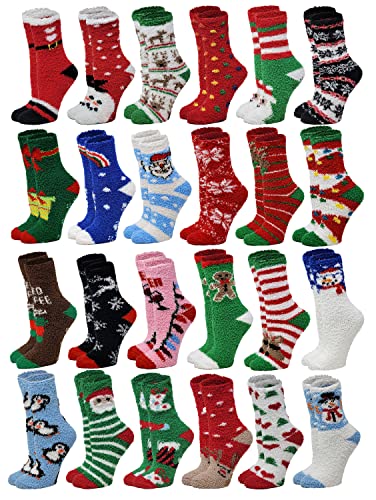 Image of Different Touch 24 Pairs Women Wholesale Bulk lot Cozy Fuzzy Non Skid Slipper Socks