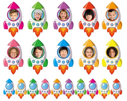 Image of gisgfim 80Pcs Rocket Cutouts Back to School Decorations Bulletin Board Outer Space Paper Cut-Outs Classroom Decor for Boy Girl DIY Craft Photo Wall Door Kindergarten Preschool Party Favor Supply