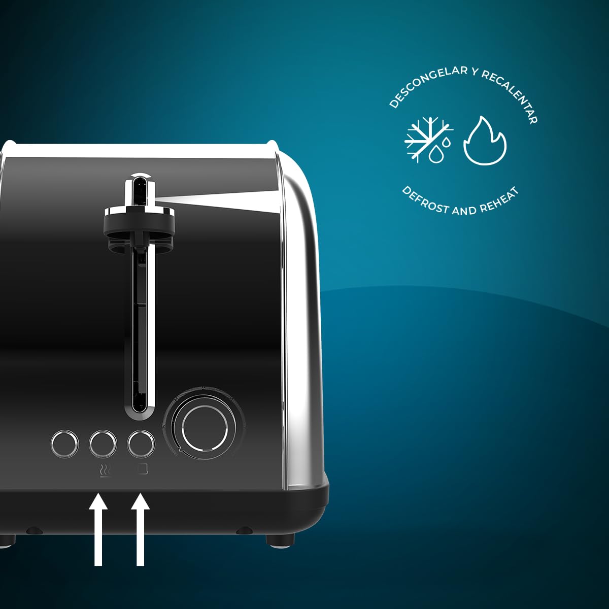 Cecotec Tostapane Verticale 2 Slot Brevi Toastin' time 850 Inox Lite. 850 W, 2 fette di pane, fessura larga 3,8 cm, supporto per panini e vassoio raccogli briciole, acciaio inossidabile