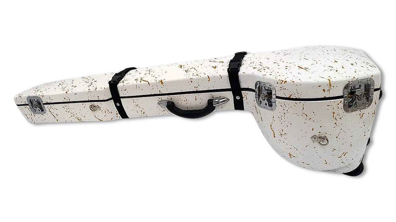 MIRAJ MUSICAL Sitar fiberglass case (WHITE GOLDEN SPLASH)-image-22