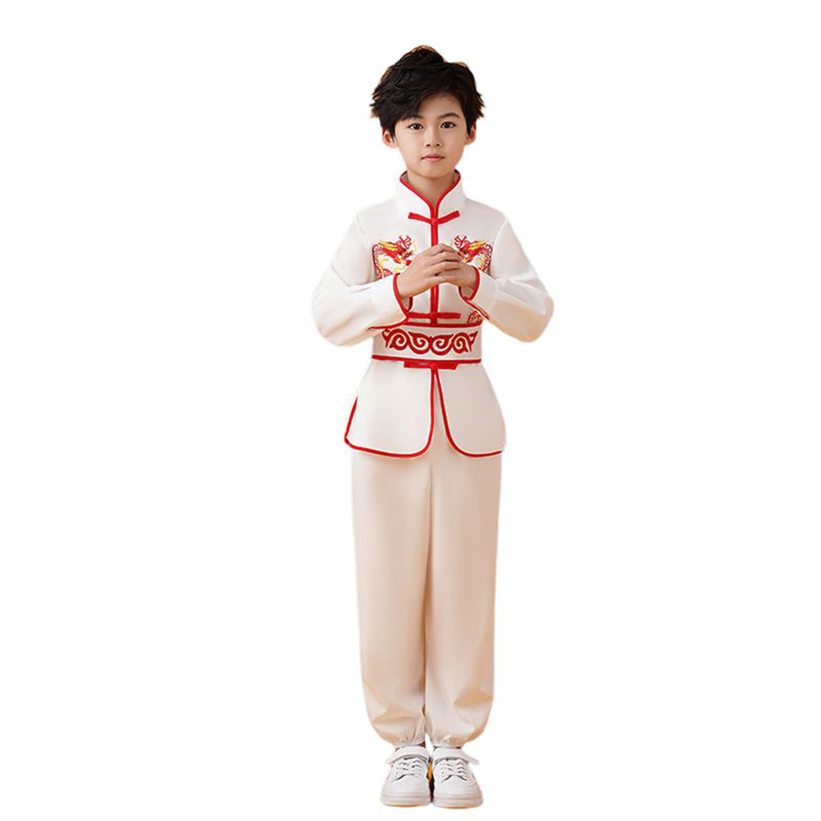1 vêtement pour garçon et fille Costume chinois Entraînement Uniformes Arts traditionnels Wing Chun Tenues Costume de citrouille pour adulte