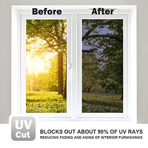 WPCTEV One Way Mirror Window Film Daytime Privacy Heat Control Film Solar Film Non-Adhesive Window Tint for Home and Office Blue & Silver 6 Mil 35.4 Inch x 13.1 Feet