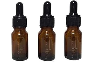 3 Pcs 10ml 0.34oz Empty Refillable Amber Glass Essential Oil Bottles with Dropper