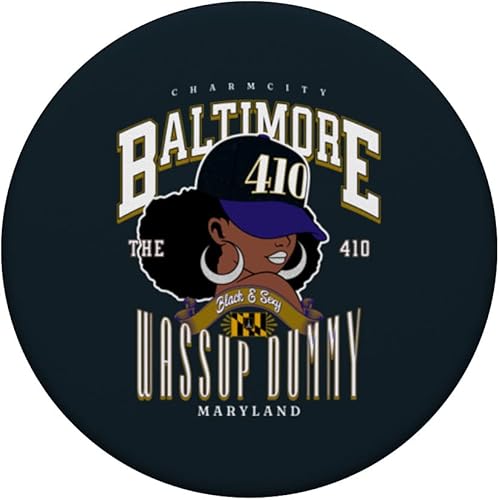 Miniatura 3 de 410 Area Code Baltimore Maryland Flag Blaq Girl Bmore Pride PopSockets Standard PopGrip