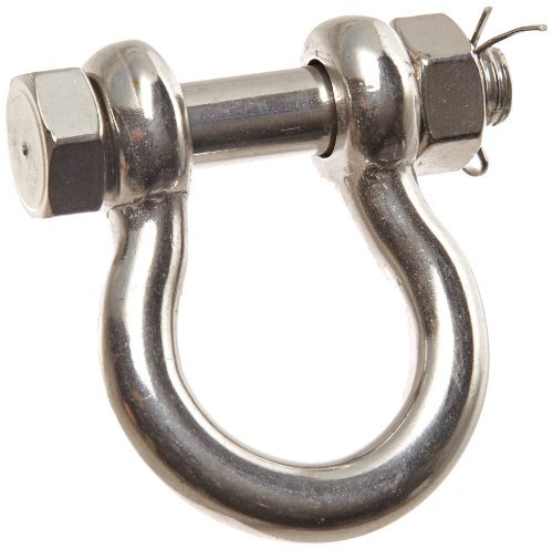 Indusco SH716IM05 Stainless Steel 316 Bolt and Nut Anchor Shackle, 2000 lbs Working Load Limit, 7/16" Size