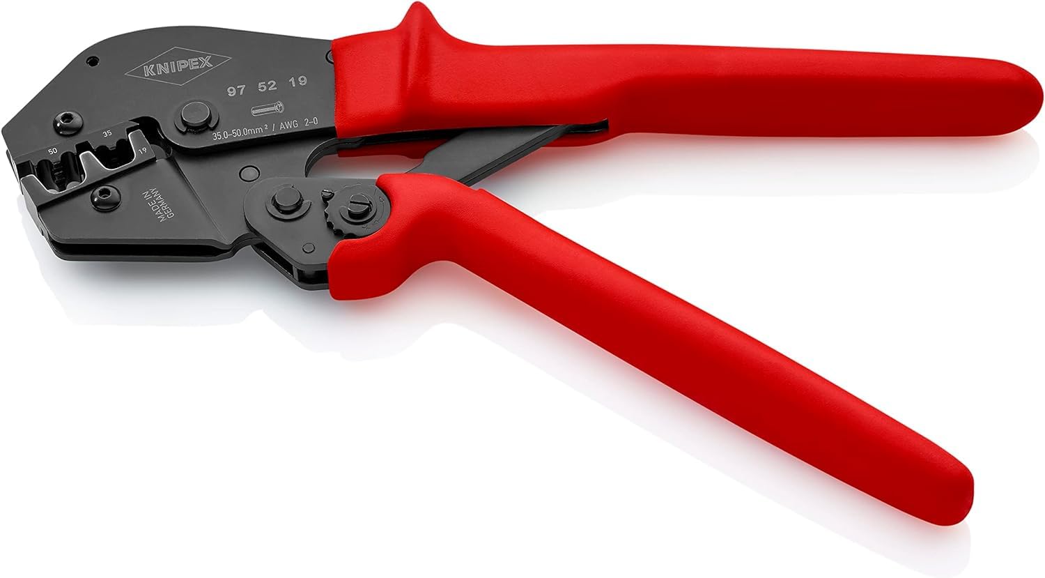 KNIPEX Crimpadora también para trabajar a dos manos con fundas de plástico antideslizantes 250 mm, 97 52 19