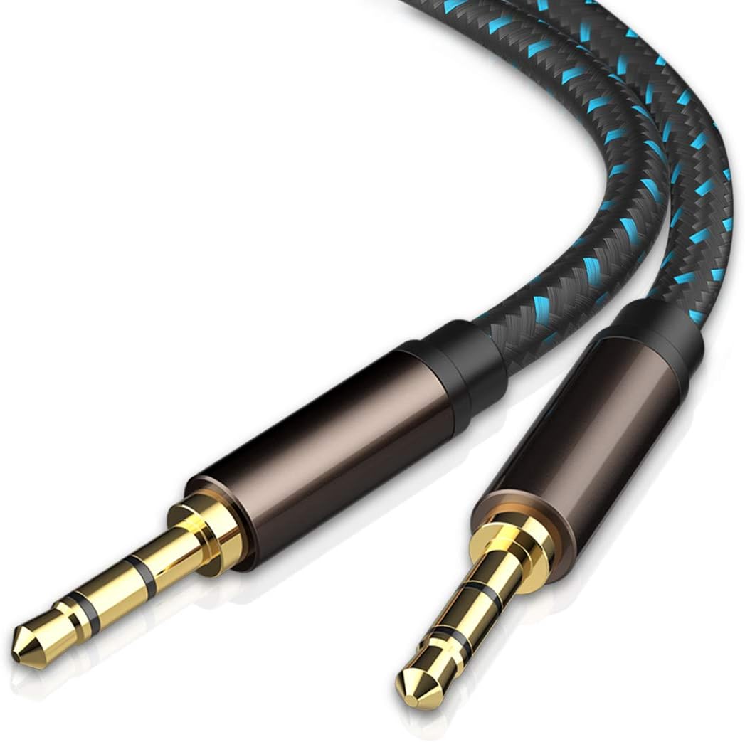 JewMod Aux Cable 65 ft, 3.5mm Male to Male Stereo Aux Cable Cord 3.5 mm Audio Cable Extension Nylon Braided Compatible with Headphones, Smartphones, MP3 Players, Car Stereos and More