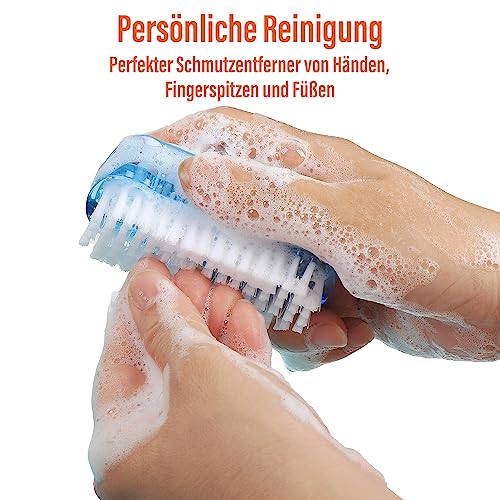 Foto von AMATHINGS Handwaschbürste doppelseitig für gründliches universelles Reinigen (Blau) – Nagelbürste Handbürste (3 Stück) – Reinigungsbürsten ideal für Oberflächen und Hände