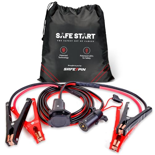 Safe Start Jumper Cable | Heavy Duty Jumper Cables for Trucks SUV | Self Rescue Car Jump Starter | Quick Connect Built-in Lights Portable | Prioritizing Safety | 6 Gauge Wire 12 Ft.