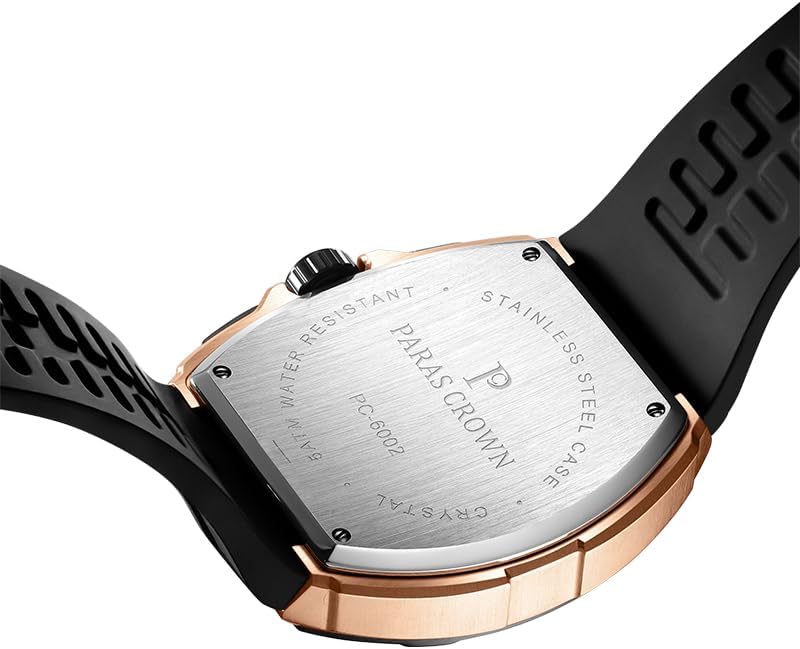 Paras Crown Watches for Men Tonneau 5ATM Waterproof Quartz Luxury Chronograph Analog Men's Wrist Watches Stainless Steel Case Mens Watches - Image 9