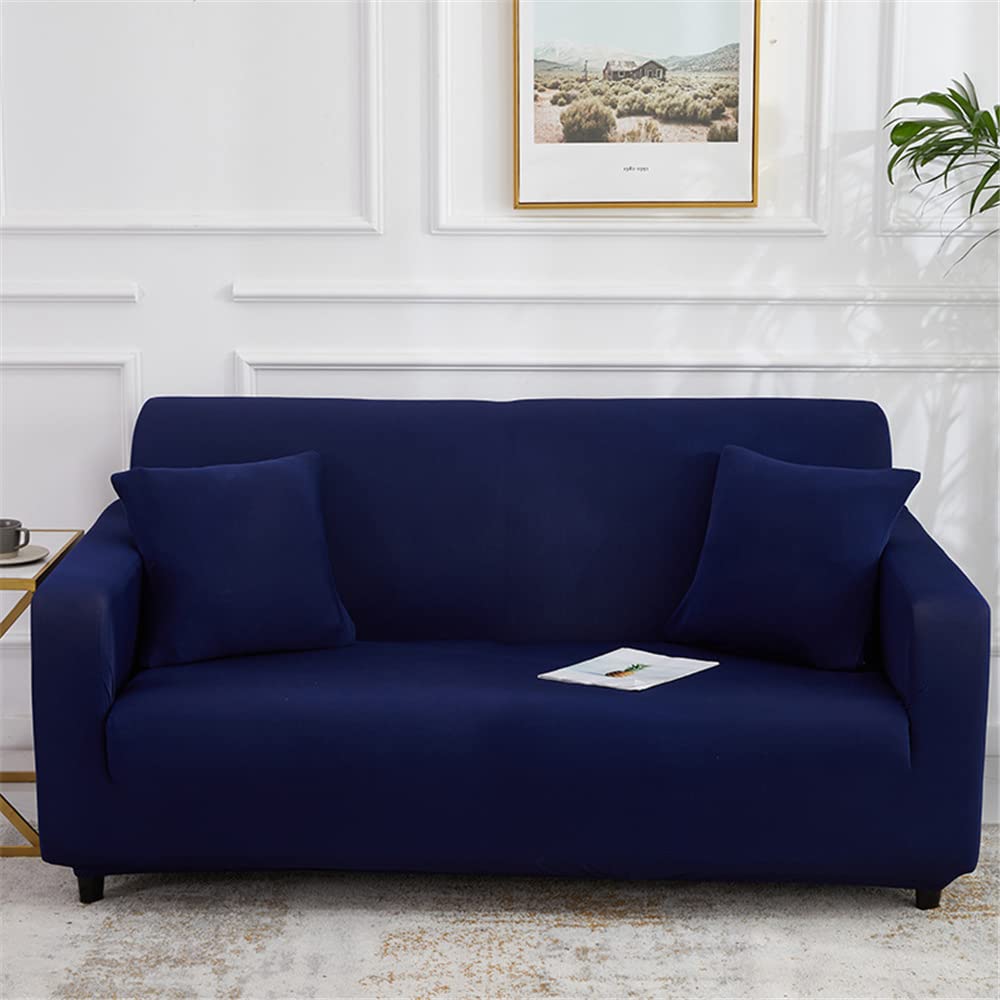 Housse de canapé extensible pour décoration d'intérieur bleu marine