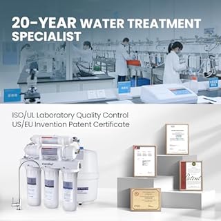 COMFEE’ CMP10 5-Stage Reverse Osmosis System, NSF Certified Water Filter for Under Sink, Ultra Safe Drinking Water Filtration System, Leak-Free RO System, 75 GPD