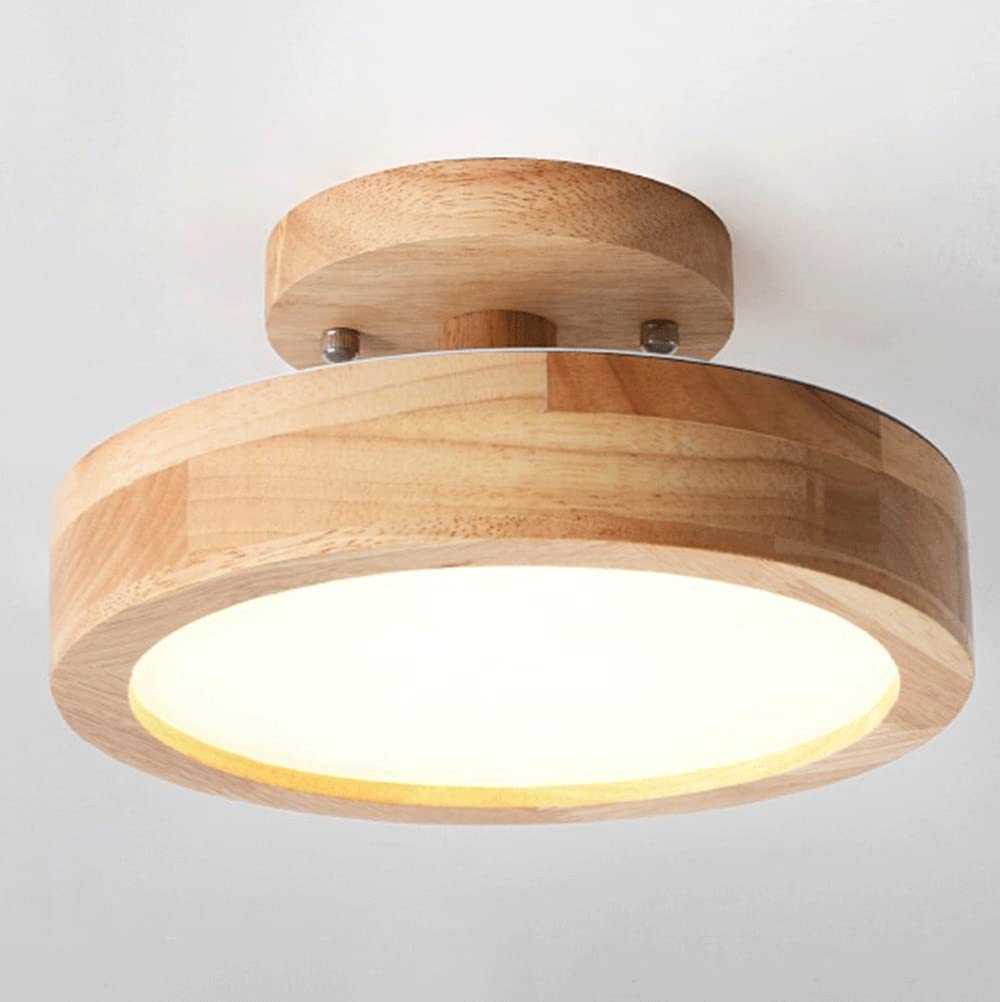 PLSDH Hallway Close To Ceiling Light,12W Dimmable LED Ceiling Lights,7inch Modern Flush Mount Lighting Fixture,Round Wood Ceiling Lighting For Kitchen,Loft,Entryway,Foyer