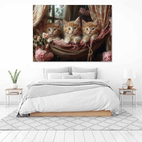 Toile chats mignons 70x100cm TERUEA pour décorer une chambre de fille cocooning - 3