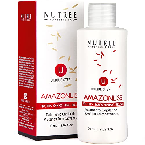 Lissage des cheveux brésilien Kératine, traitement en 1 étape Protéine Lissante Amazonliss - Sans Odeur - Sans Formaldéhyde - Facile à Appliquer (le lissage brésilien 60 ml)