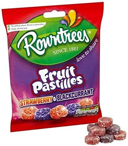 Rowntrees Red And Black Fruit Pastilles Bag 143g (Pack of 4)