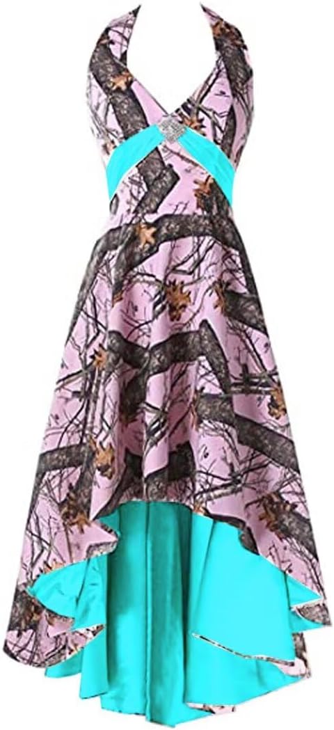 Women's Camouflage Prom Satin Wedding Bridal Dress