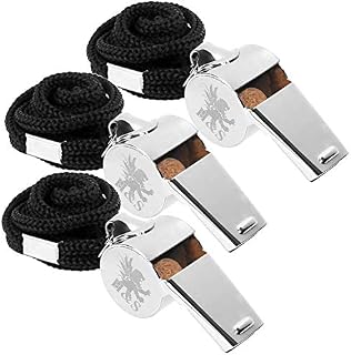 H&S 3 Whistles - Referee Whistle - Sports Whistle Metal Coach Whistle with Lanyard for Football Stainless Steel
