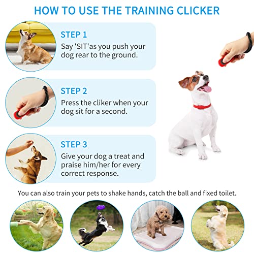 Masbrill Dog Clicker For Training, Clicker Training For Dogs, 4 Pack Dog Training Clicker With Wrist Strap, Lightweight Easy To Use, Pet Training Clicker For Cats Puppy Bird Horse Behavioral Training #TOP1