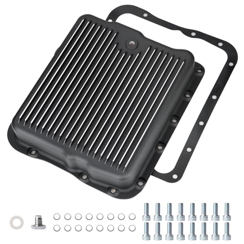 Transmission Oil Pan with Drain Plug Gasket & Bolts Compatible with GM 700R4 4L60 4L60E Pan Depth 2-5/8 Replaces SP8594BK
