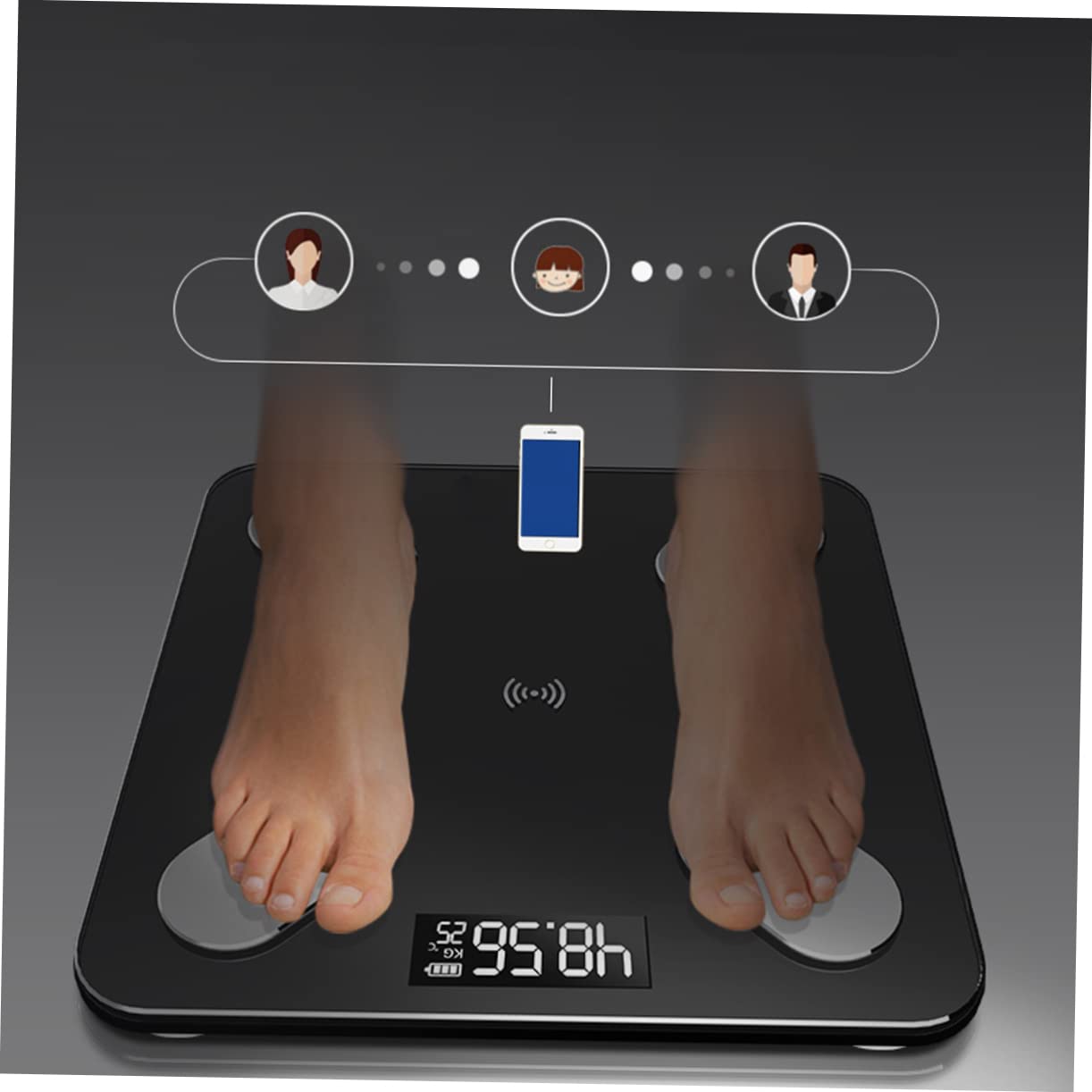 Didiseaon Báscula Electrónica de Grasa Corporal Digital Inteligente Balanza para Peso y Análisis Corporal Tecnología Inalámbrica y LED para Uso Casa o Gimnasio