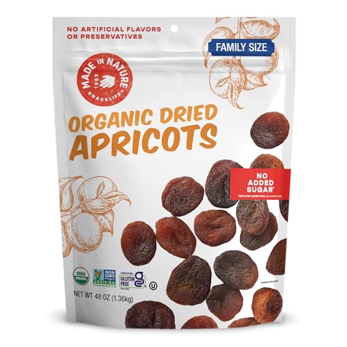 Made In Nature Organic Dried Apricots, 48 Ounce (Pack of 1) – Vegan Snack, Non-GMO, Unsulfured, Gluten Free, Kosher