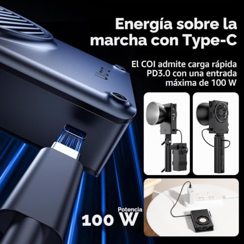Foco Compacto y Ligero ULANZI C01 Luz COB 100W con Mini Montura Bowens y CRI 96+ 3