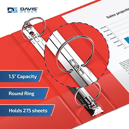 Image of Easyview 3-Ring Binder, Clear-View Cover, 1.5 inch Round Rings, Red, 6 Pack | Heavy-duty binder, fits 8.5 inch x 11 inch paper, customizable cover, made in Canada, ideal for school or office use