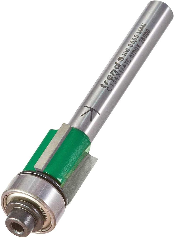 Trend CraftPro Three Flute Trim Router Bit, 1/4 Inch Shank, 1/2 Inch Cut Diameter & 1/2 Inch Cut Length, Tungsten Carbide Tipped, C134X1/4TC