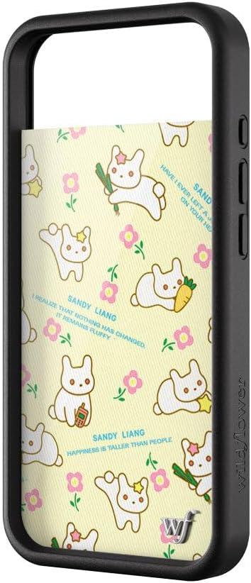 Wildflower Cases - Compatible with iPhone 17 Air | Protective Black Bumper, 6.5ft Drop Test Certified, Women Owned Small Business | Yellow Pink Cute Trendy | Collab - Sandy Liang Bunny Gift Wrap